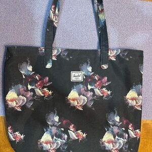 Herschel Supply Company Black and Purple Floral Tote Bag